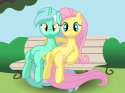 2461lyra_and_fluttershy_bench_by_balister-d48adwq.